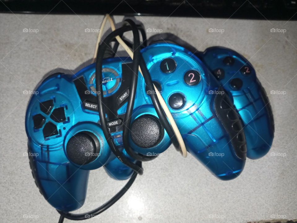 blue gaming controller