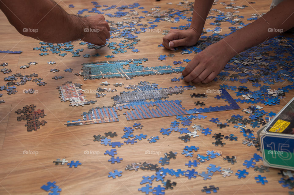 Working together on a puzzle