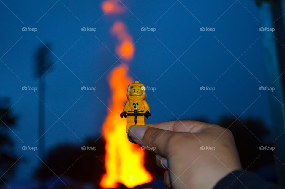 toy in front of a flame