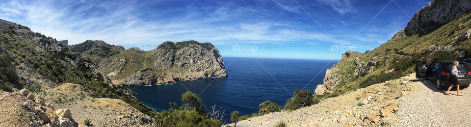 Panoramic Mallorca cove cliff