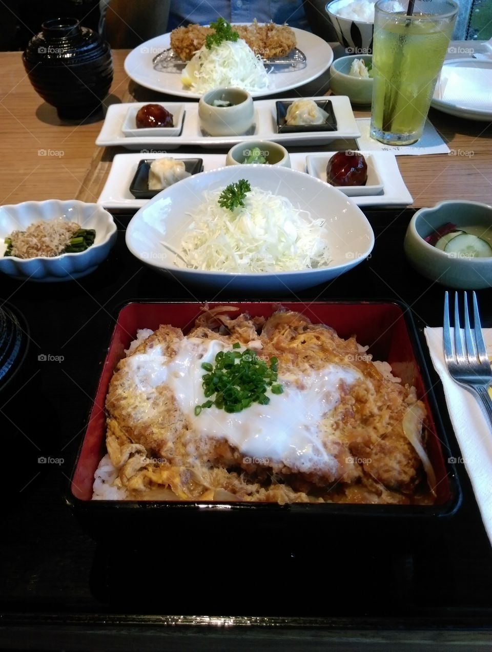 Japanese food sets on table