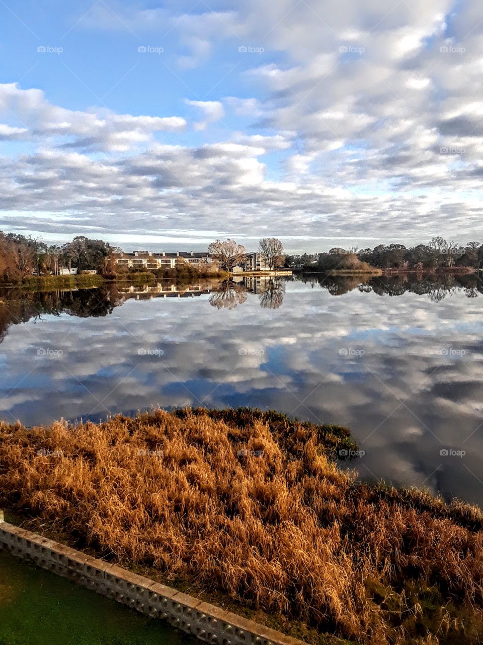 Cloudy reflections on lake