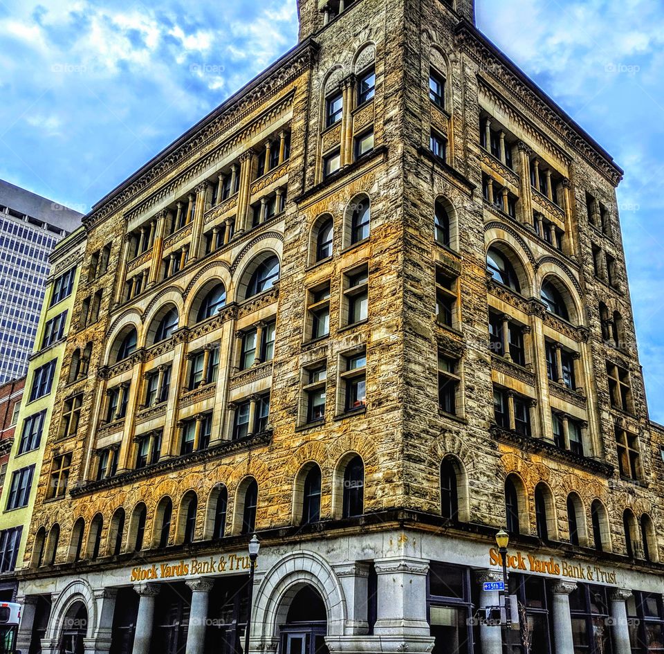 Urban city building in Louisville Kentucky featuring historical architecture
