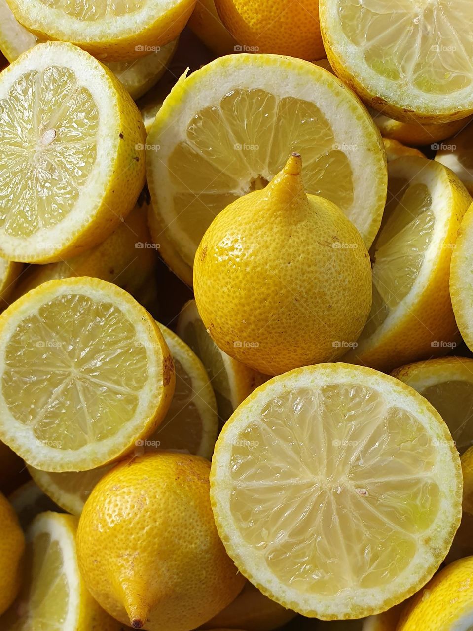 circles - a huge amount of juicy,  sliced fresh lemons straight from the tree