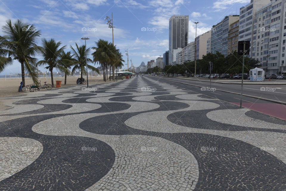 Leme and Copacabana beach in Rio de Janeiro Brazil.