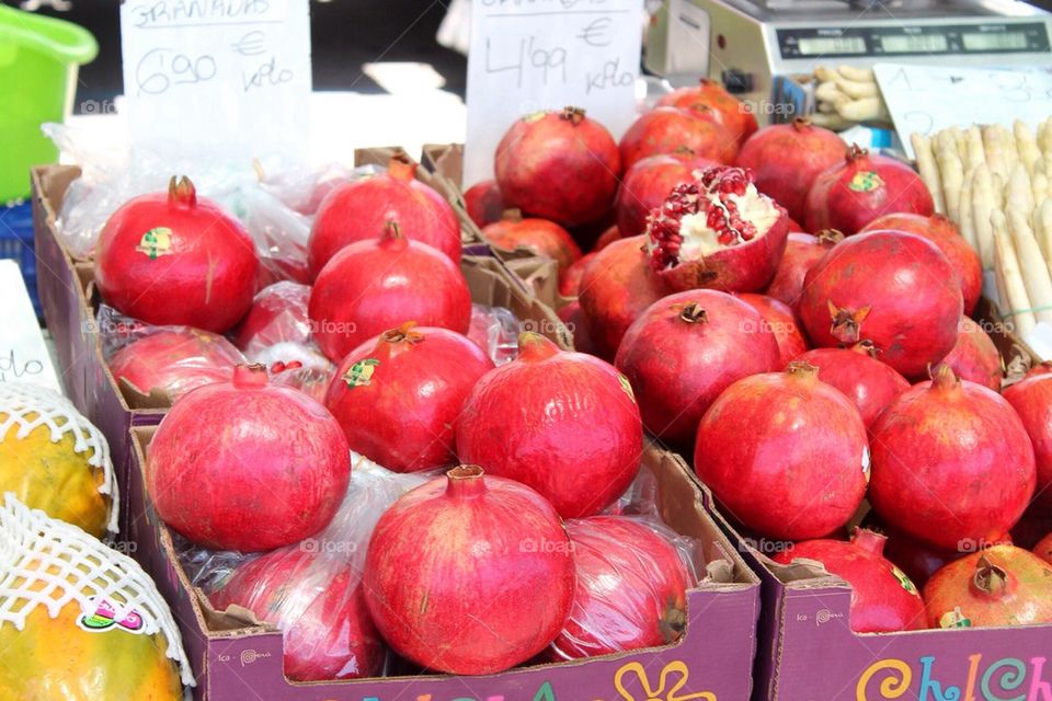 Fresh pomegranate at market