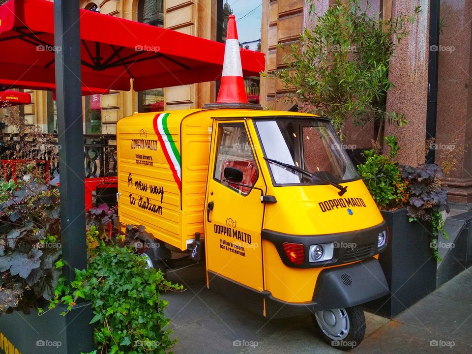 Yellow scooter hit the frame