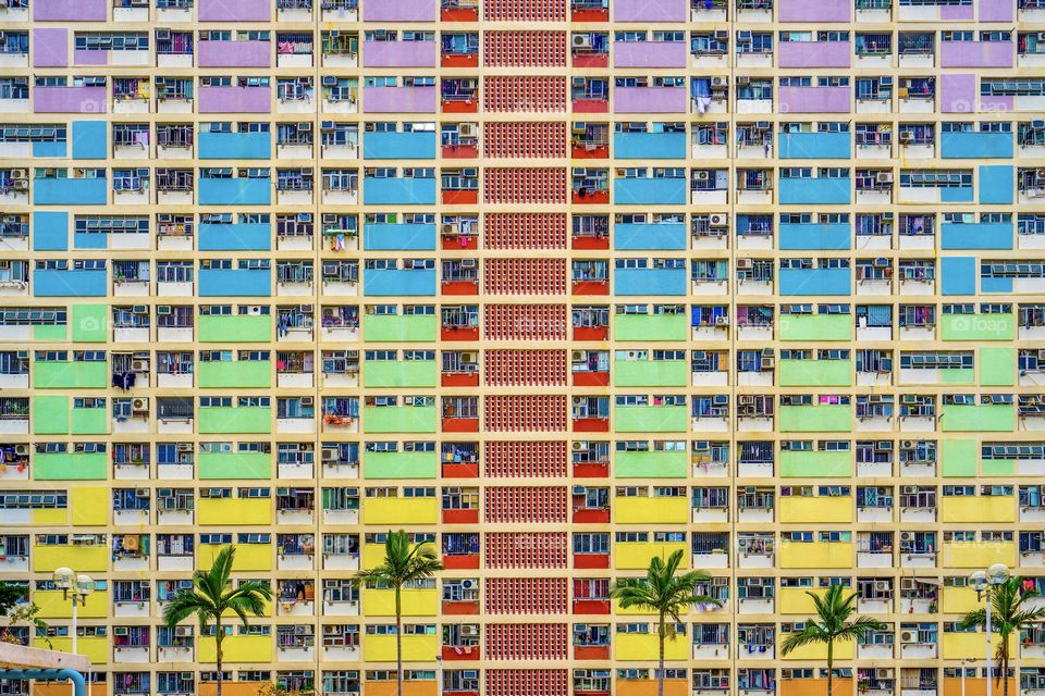 `Choi Hung Estate` or also known as `Rainbow Building` is a famous residential building for visit in Hong Kong