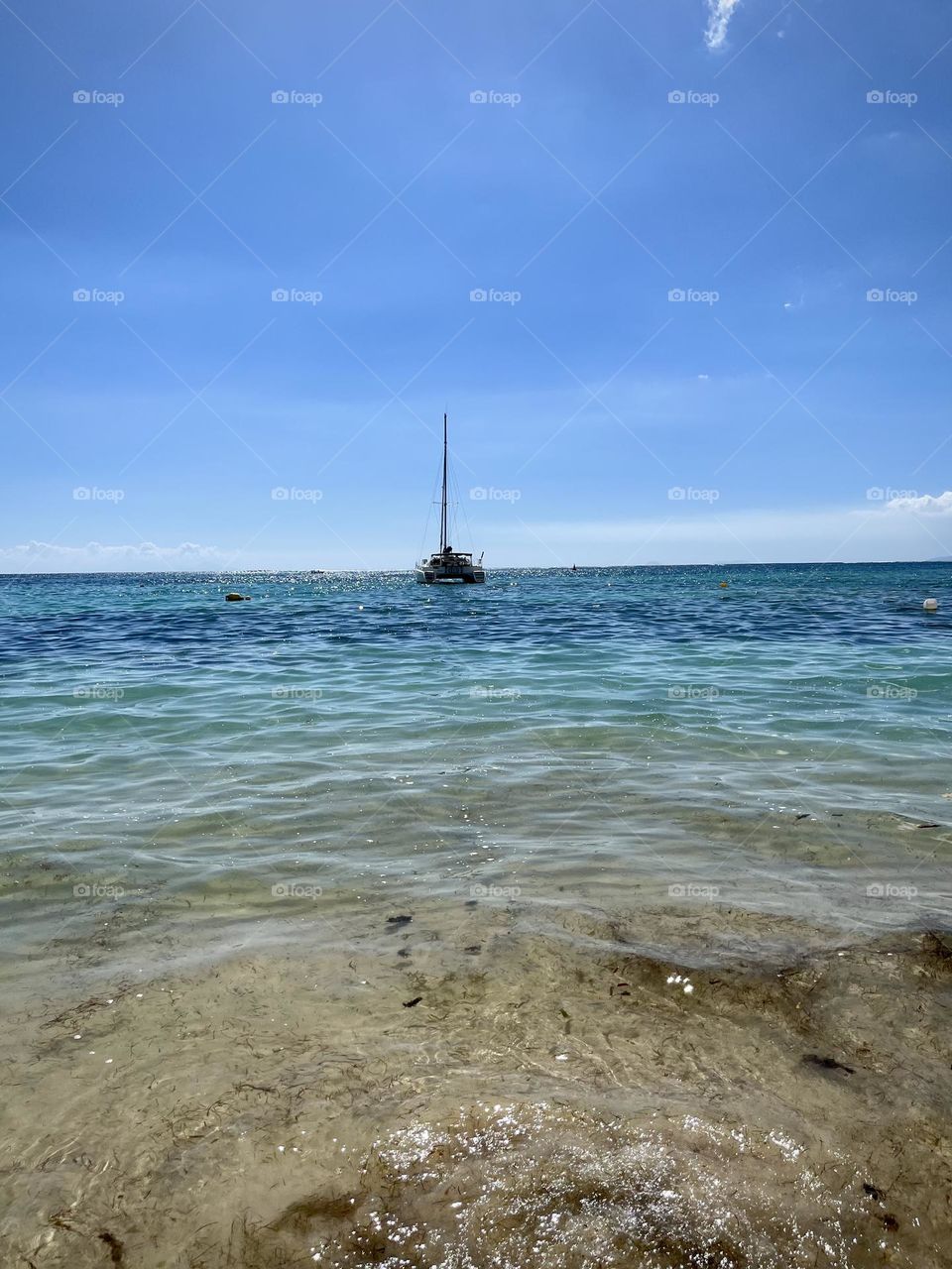 Sailboat in the Caribbean Sea 