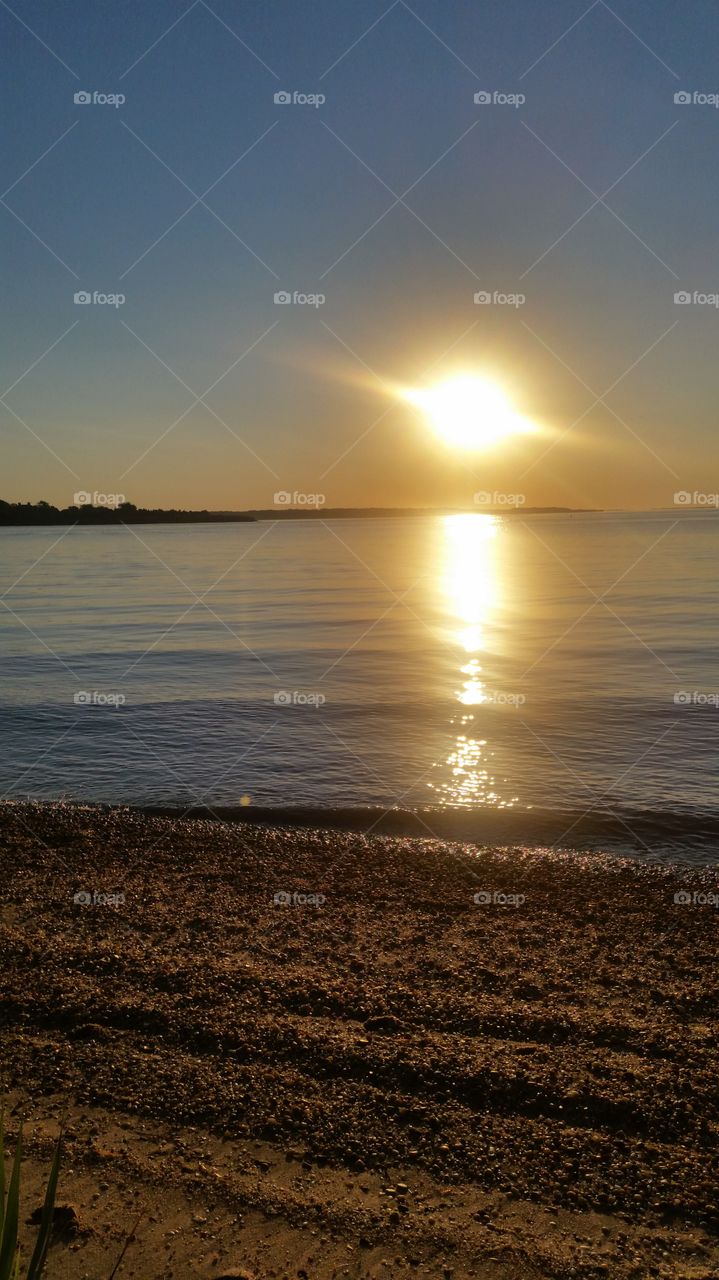 Sunset, Sun, Water, Dawn, Beach