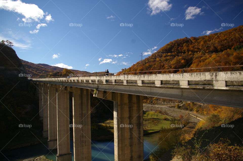 Beautiful landscape in Georgia. Georgian  bridge. Europe