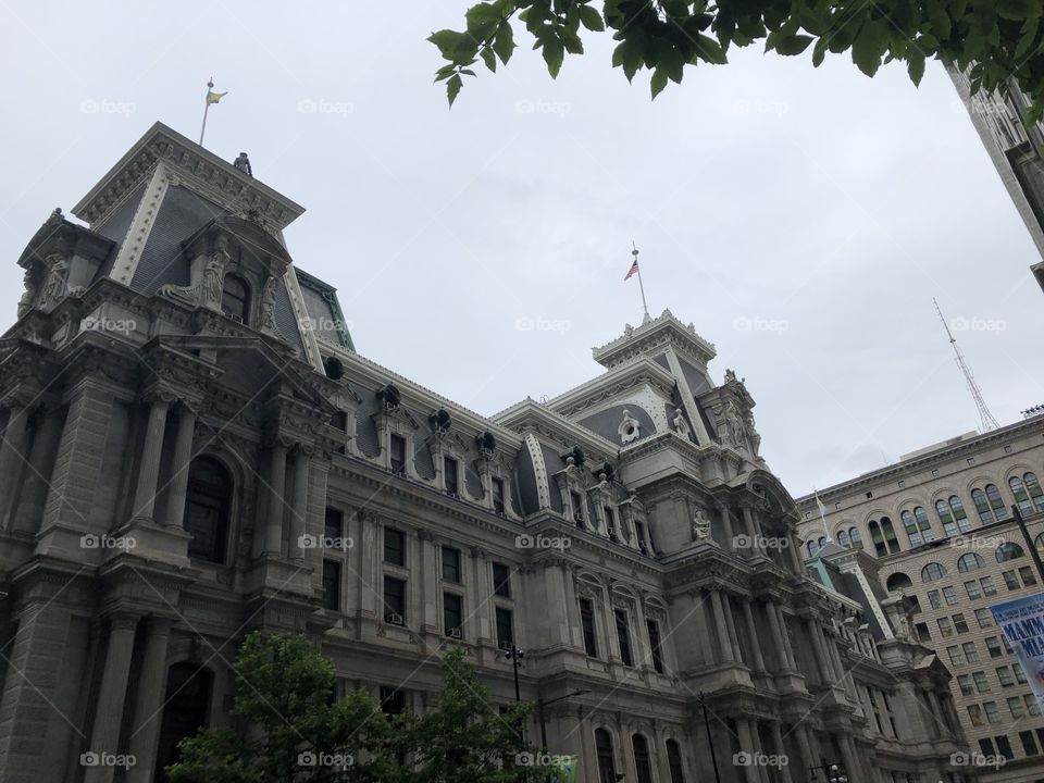 City hall, Philadelphia. Cloudy day.