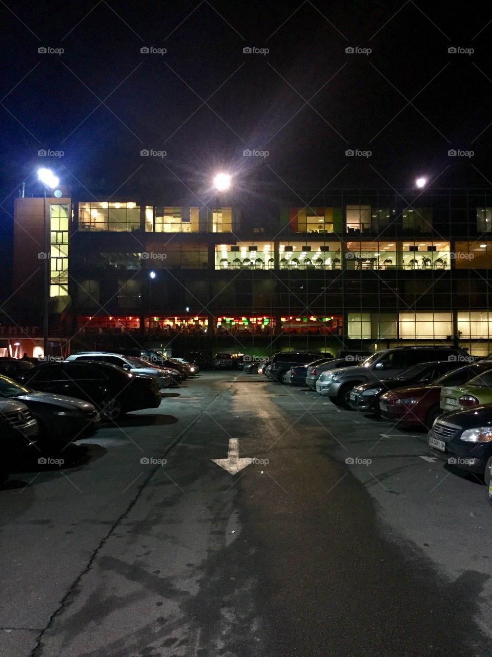 Parking in the night at the mall