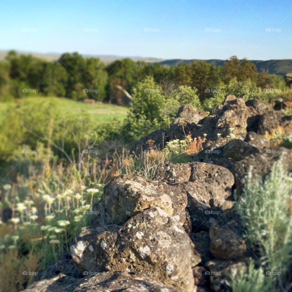 Native American rock wall. 