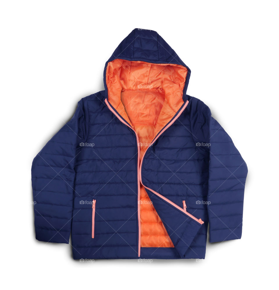 Blue orange jacket isolated on white background