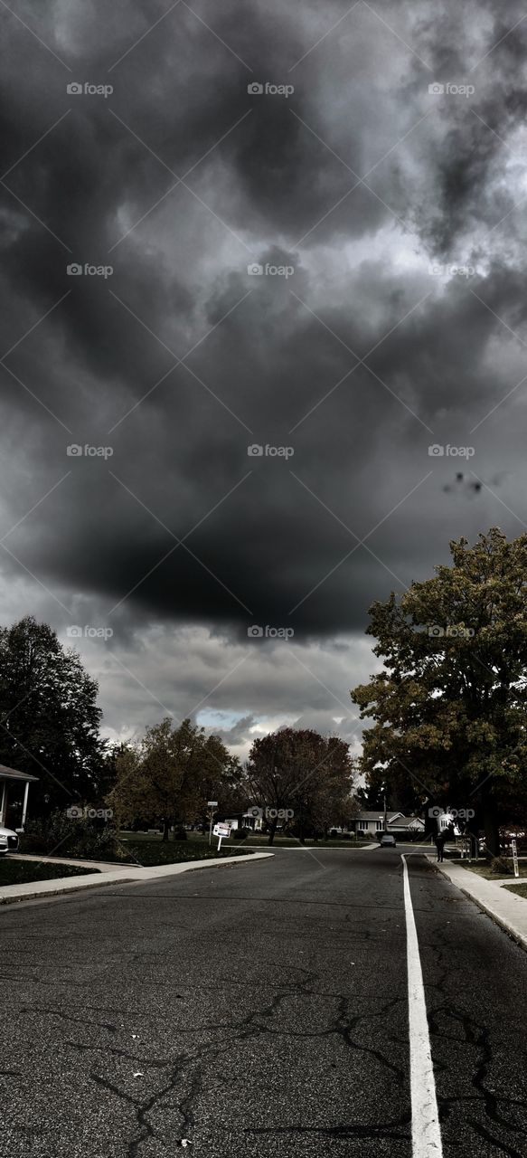 street view with incredible cloudy sky