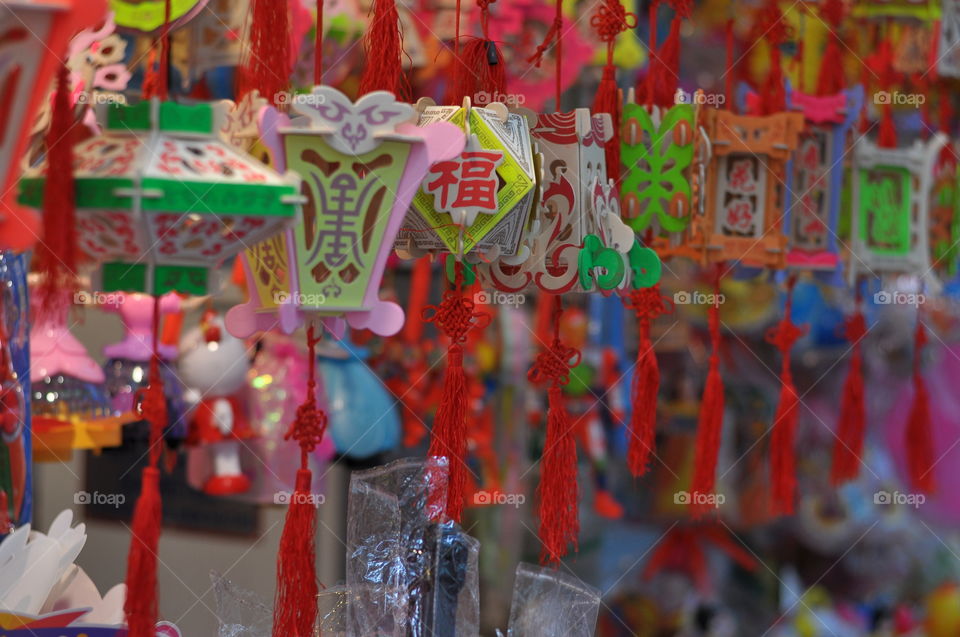 Color Lanterns in shop for Mid-autumn festival in Vietnam