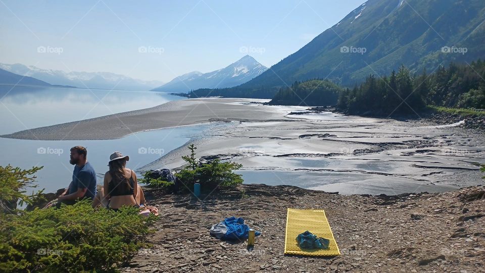 Some zen moments on a cliff above a beach in Alaska. Stretching and making dreamcatchers with friends 