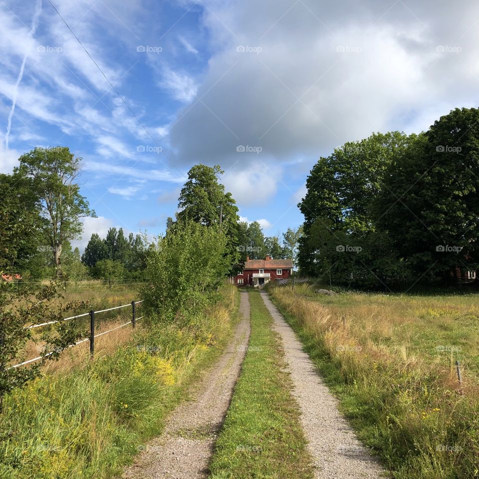 Red cottage by the countryside, Sweden