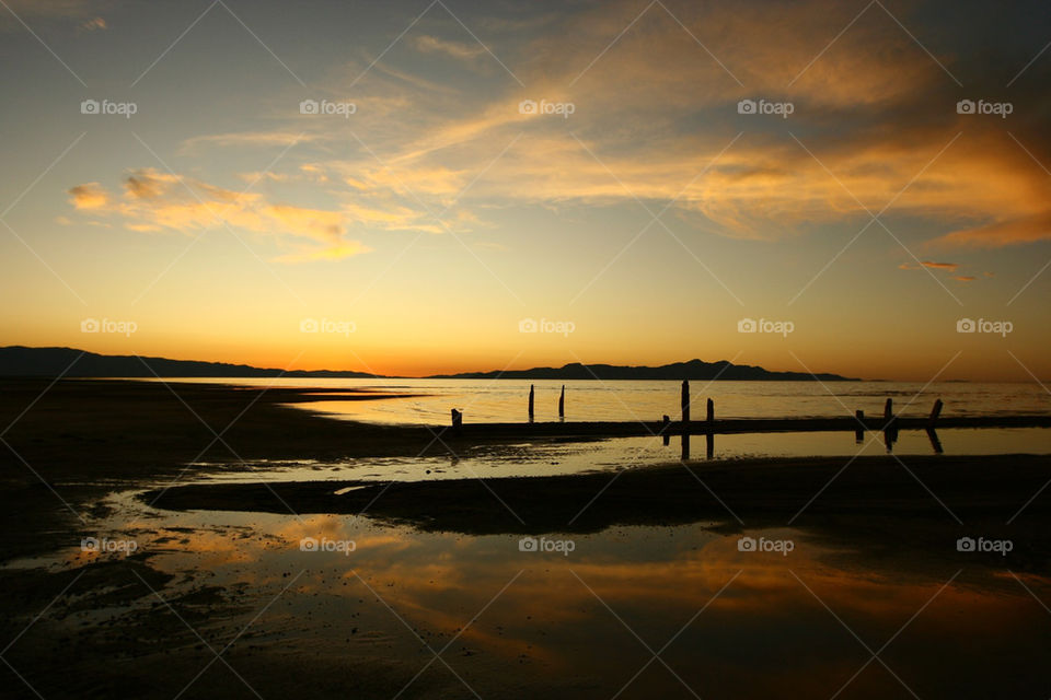 sky sunset clouds lake by lmtrent