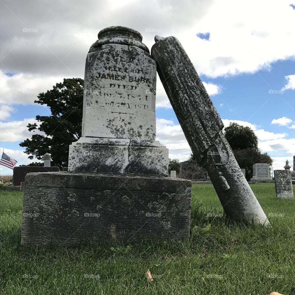Old large weathered tombstone