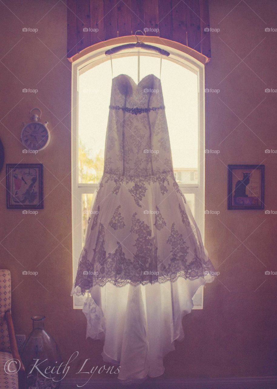 Wedding dress in the window