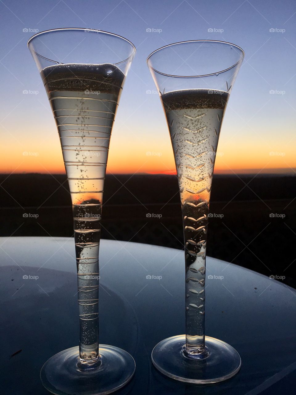 Close-up of champagne glasses