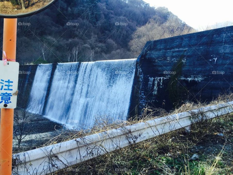 awesome view of waterfall in dam
