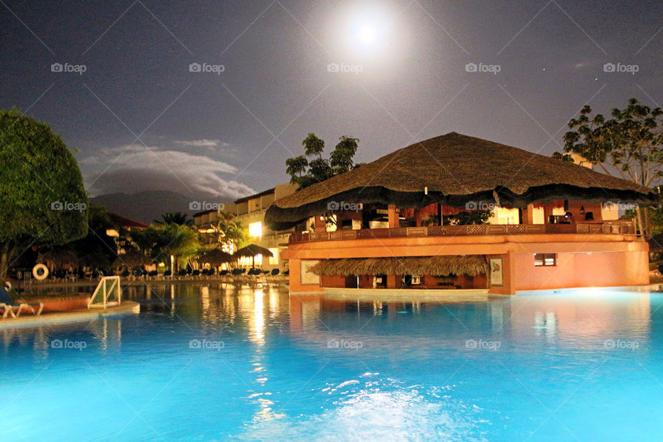 night pool resort moon by lagacephotos