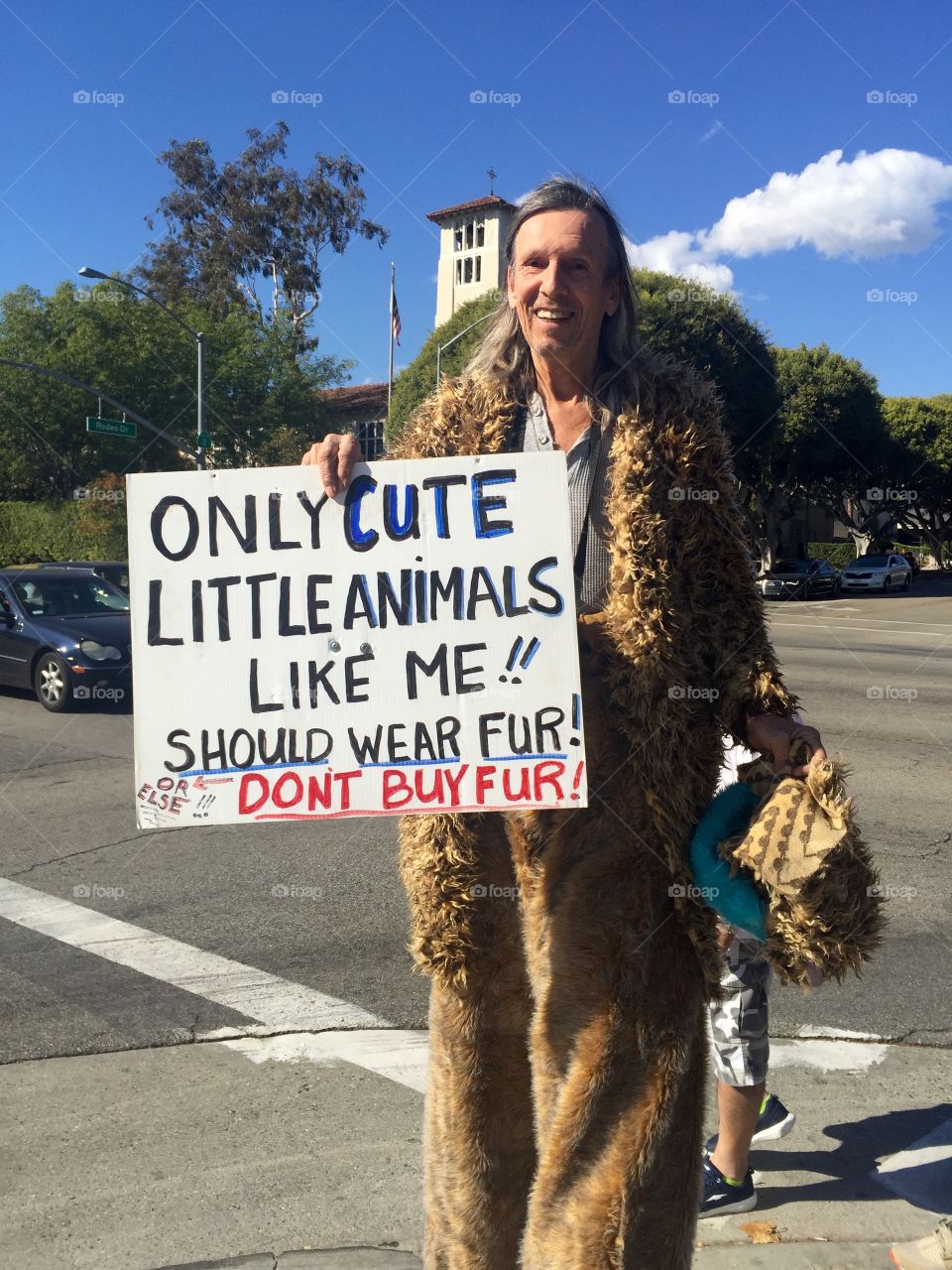 Protestor about fur 