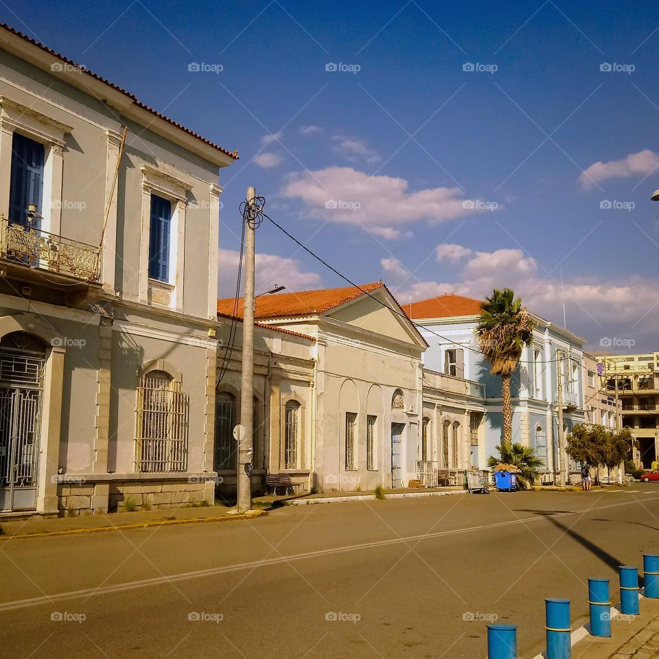 Old buildings of a city in Greece