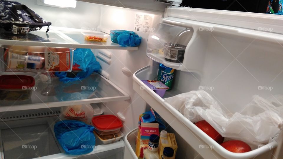 Messy refrigerator, imperfect stuff, refrigerator maintenance, house keeping