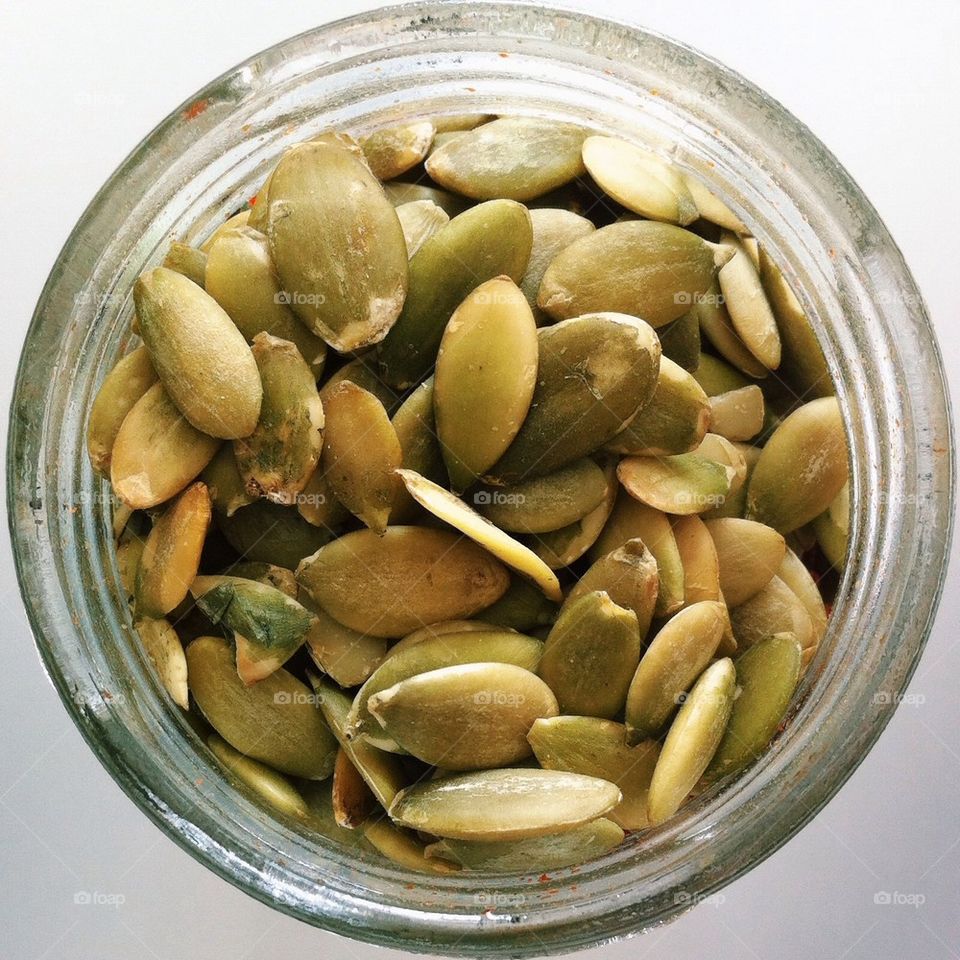 Pumpkin seeds in a jar