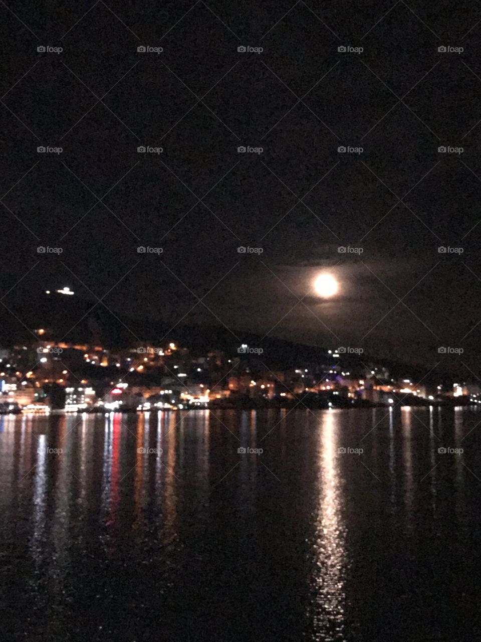 Full Moon...Beautiful Saranda,Albania...Light in the moon night✨