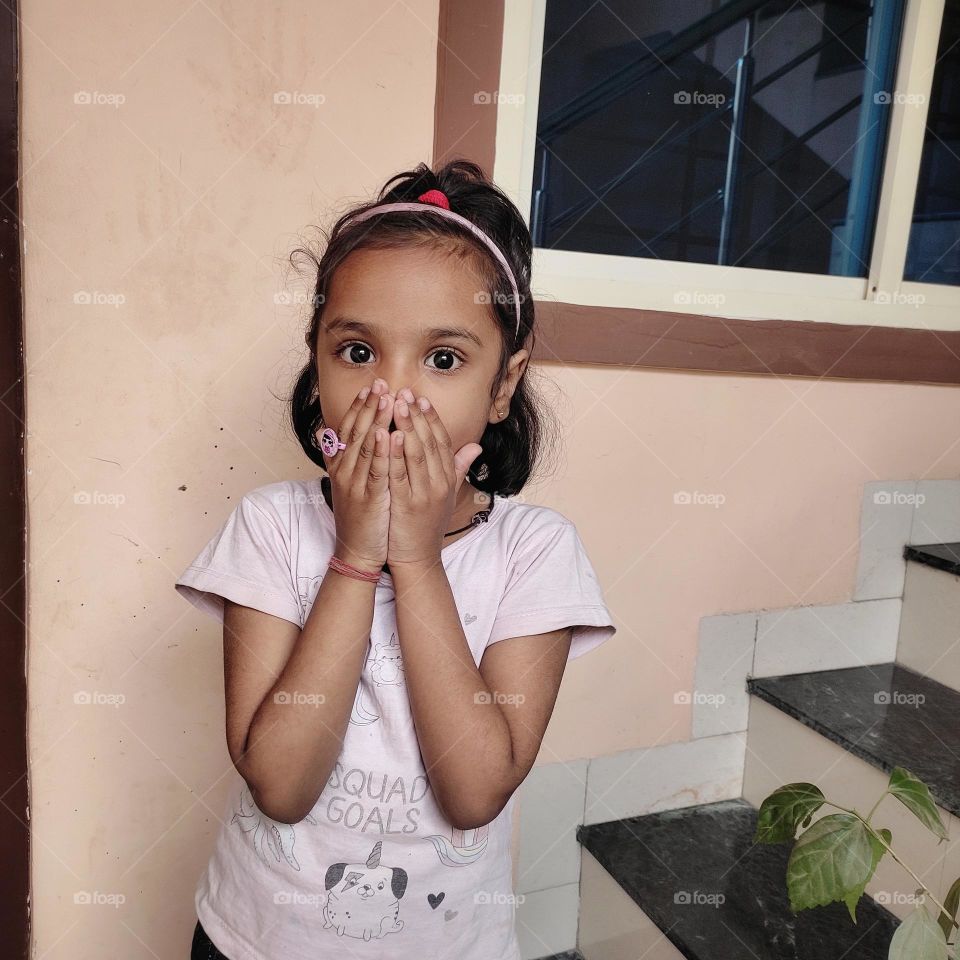 surprised expression.