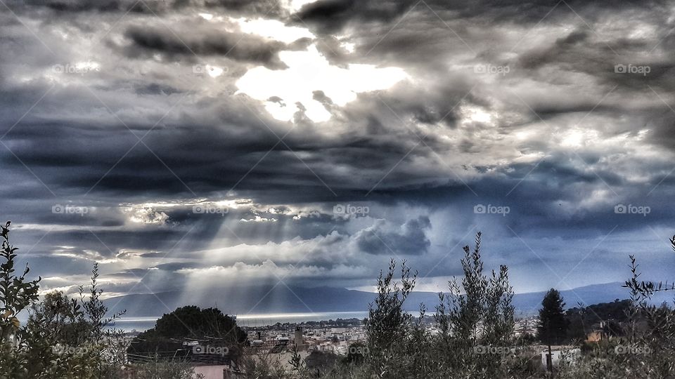 Kalamata city with clouds