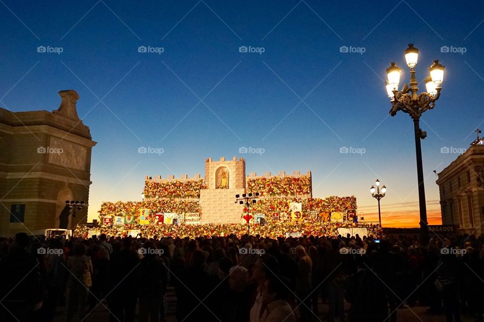 Flower offering for Dia de la Almudena, Madrid