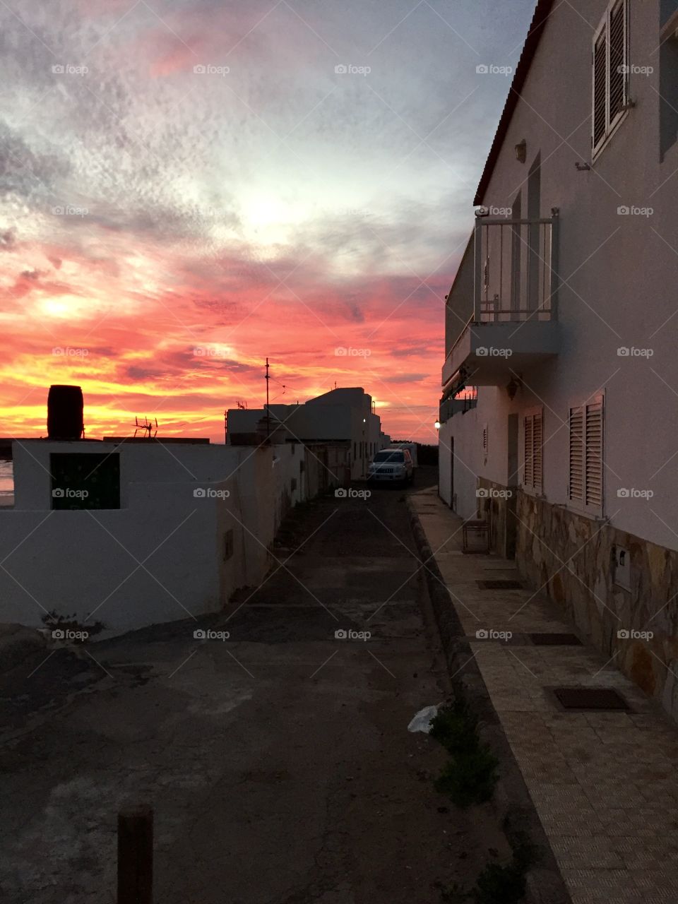 Sunset in Spanish village 