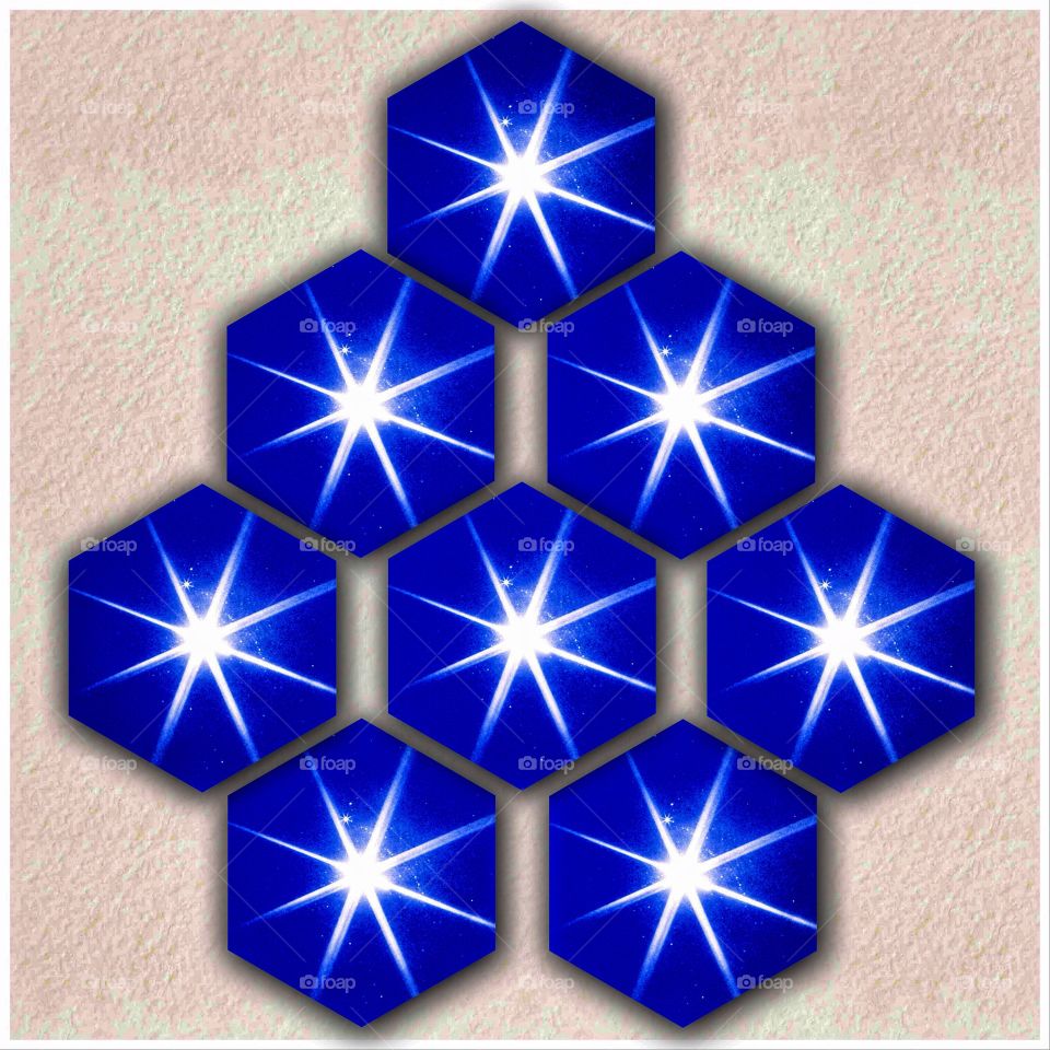Eight star-filled hexagons