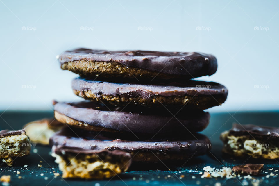 Stack of chocolate cookies