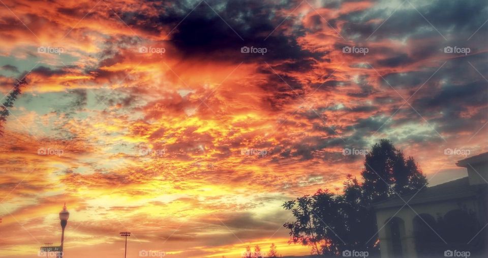 Dramatic clouds at sunset 