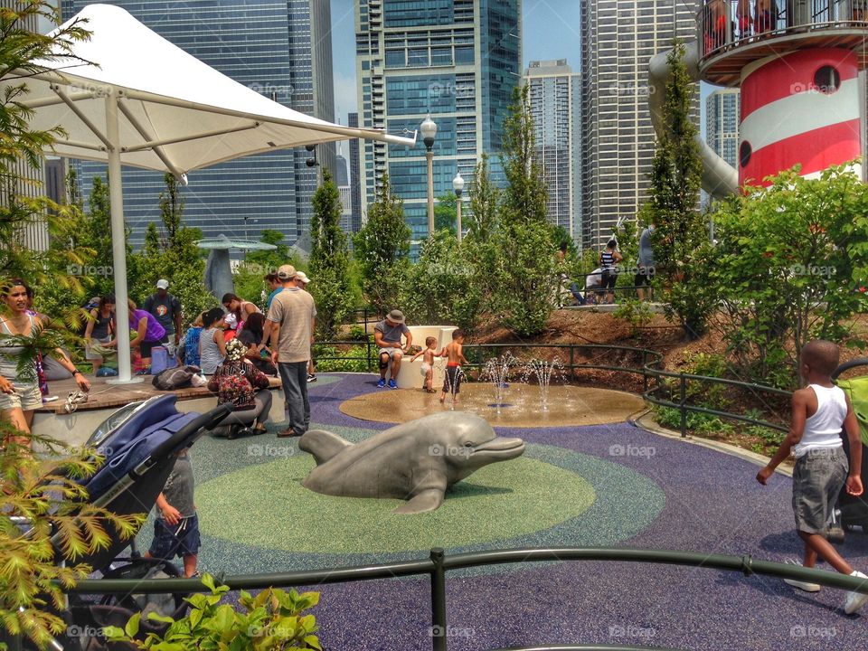 Children in the park. Chicago's Maggie Daley park