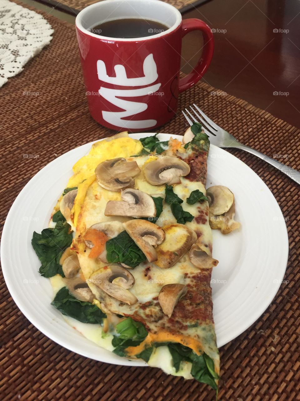 Mushroom spinach omelet
