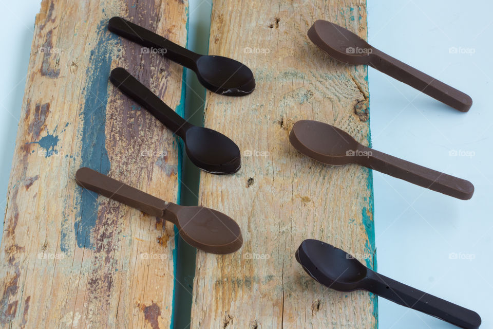 Chocolate spoons. dark and very dark