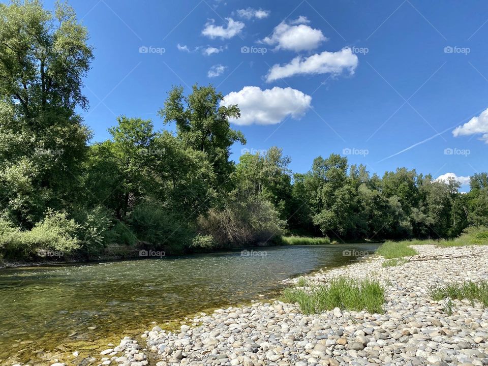 water landscape grass and clouds 