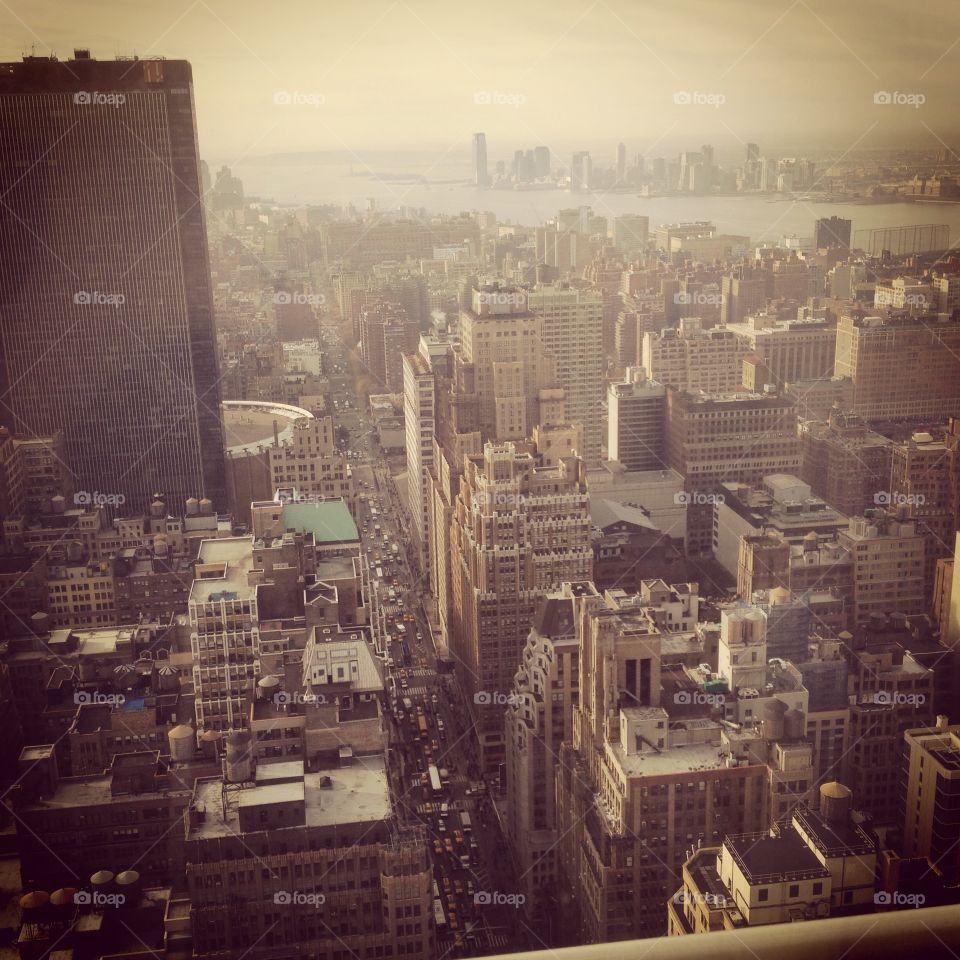 Nyc skyline from the 40th floor of the New York Times building 