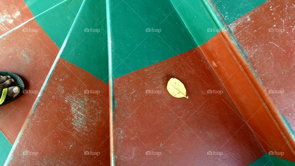 Air flows single leaf  down on steps