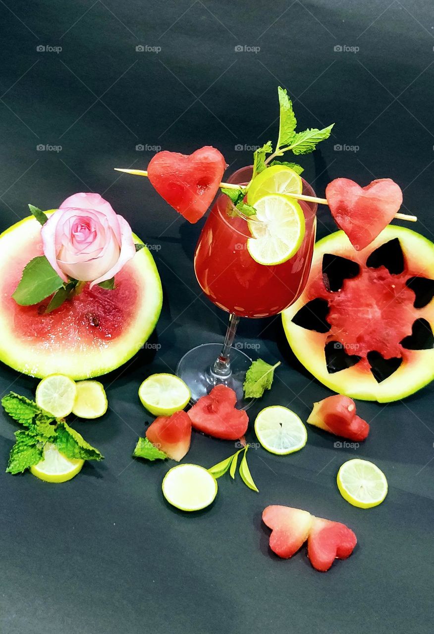 Watermelon Cocktail with Lemon and Mint to cool down the body in the summer season.