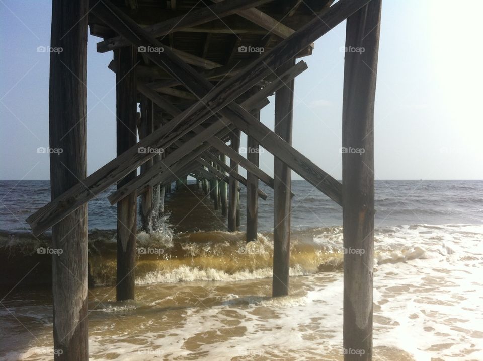 Under the Holden Beach Pier. Taken from under the pier at Holden Beach, NC.