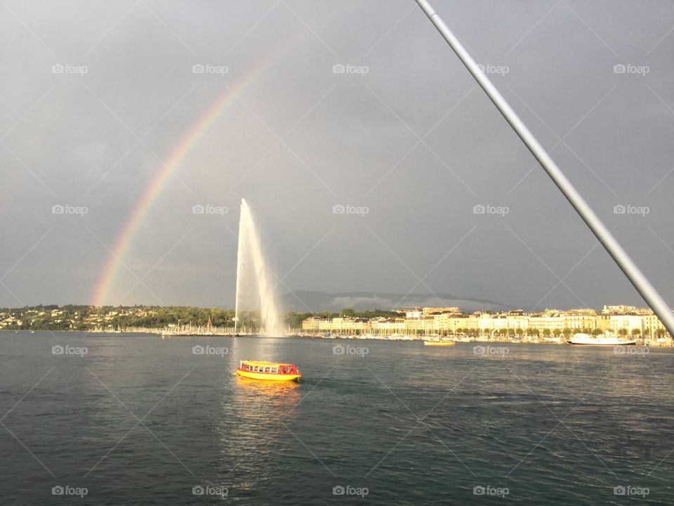 Lake Geneva After Rain Rainbow. Lake Geneva After Rain Rainbow
